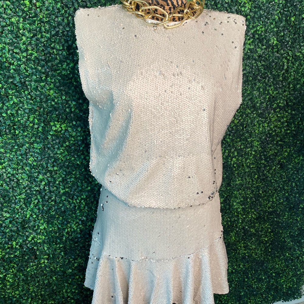 HAUSEN SEQUIN TOP & SKIRT SET SZ L